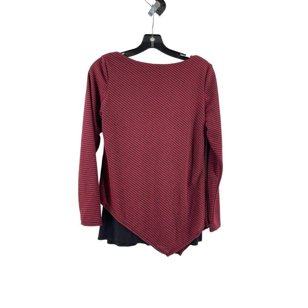 AGB Petite Women's Red Black Striped Lined Knit Shirt Top Shirt Blouse Size PS - Picture 4 of 9